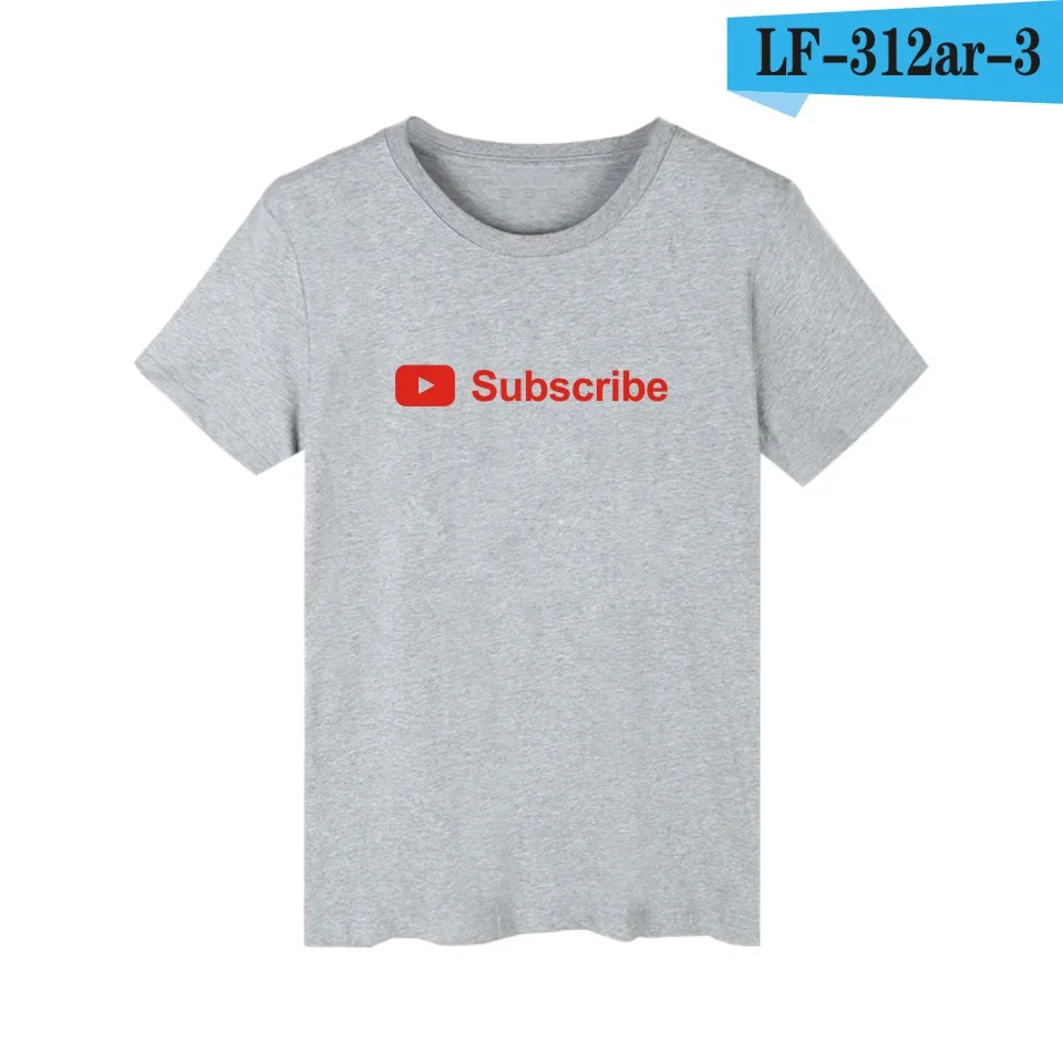 Простая футболка с Youtube, мягкая хлопковая футболка, футболка с принтом YouTube, мужская толстовка с круглым вырезом, черные Брендовые мужские топы больших размеров - Цвет: gray