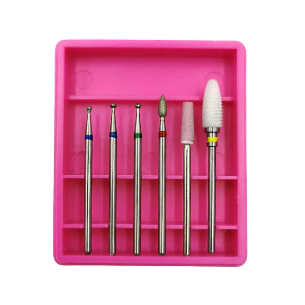 6PCS Nail Art Grinding Drill Bits Electric Nail Machine Diamond Ceramic Bit For Mill Manicure Nail Files Nail Drill Bi