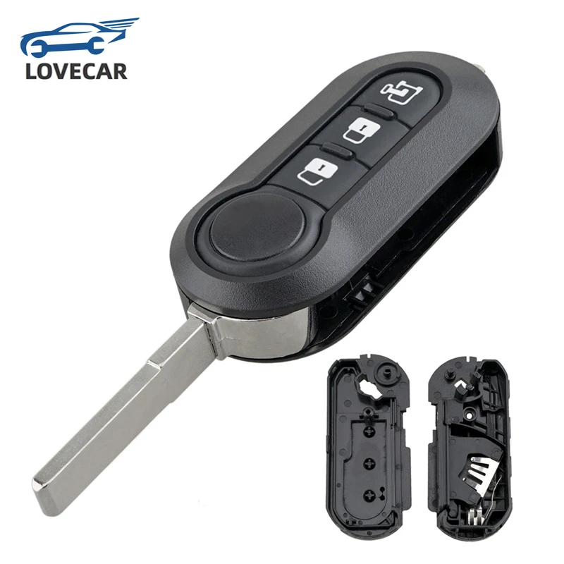 Carcasa de llave de coche mando distancia, cubierta de llave de coche plegable con 3 botones, reemplazo Fob, compatible con Fiat 500, Doblo, Ducato, Panda, Punto, Peugeot|Llave de coche| - AliExpress