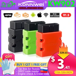 KONNWEI – MINI lecteur de Code OBD2 ELM327 V1.5, KW902 ICAR 2 BT WIFI, ELM 327, pour Android et IOS 