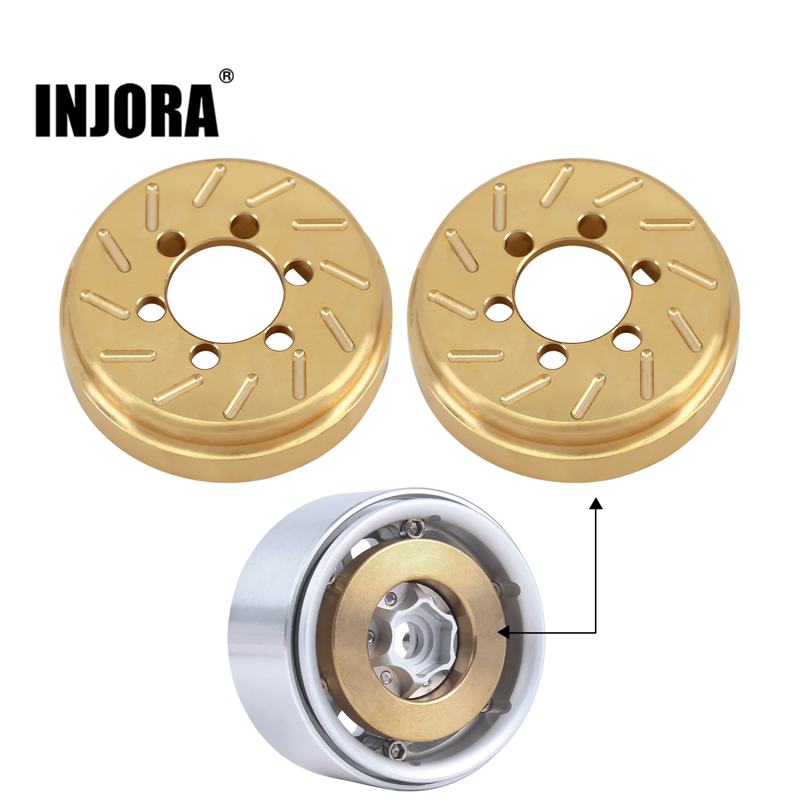 Contrepoids Roue En Laiton Pour Voiture RC Crawler 1/10 - Anneaux Blocage Intérieurs 2.2 Pouces - 147g Par Pièce (pack 4) - Améliore Stabilité Et Escalade