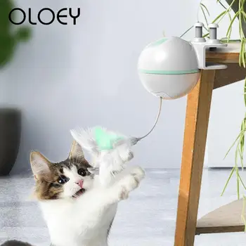 

USB Charge Cat Toys Rolling Rotating Ball Toys with LED Flash Motion Hangable Cat Kitten Interactive Laser Pets Electric Product