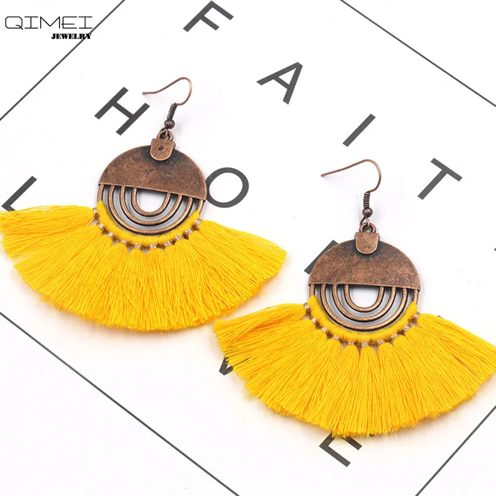 

Tassel Bohemia Earring for women Long vintage Earrings Drop Dangle Earring Jewelry black green tassel earrings jewelry Brincos