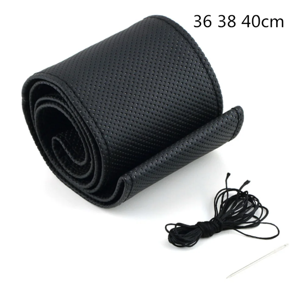 Car steering wheel cover with needle and threaded faux leather case for BMW series E38 E65 E66 F01 F02 4 F32 F33 F36 F82 M4