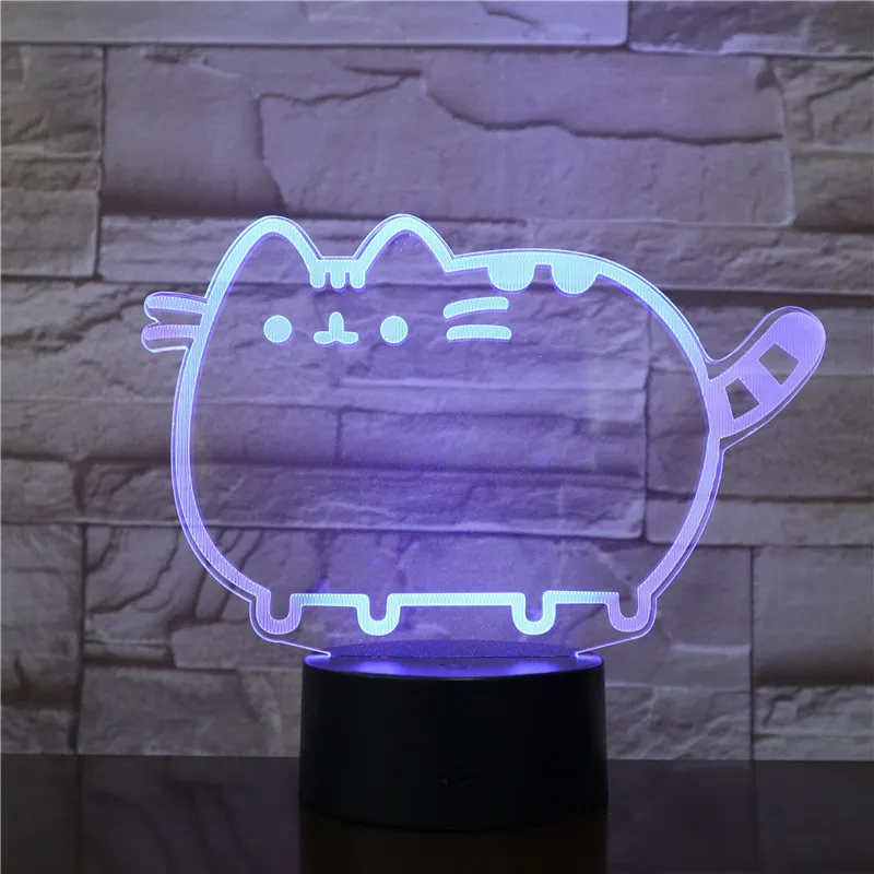 Fat Cat 3D ночник животное сменный настроение лампа светодиодный 7 цветов USB Иллюзия Настольная лампа для дома декоративная как подарок игрушка для малыша 2849
