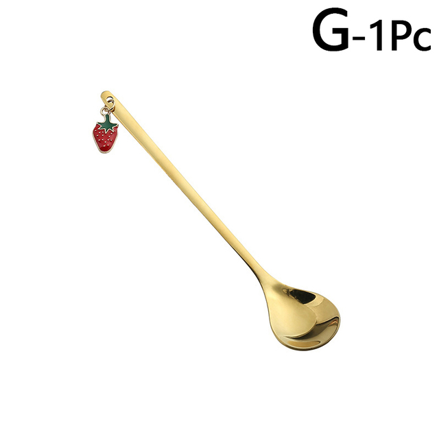 Fruit Pendant Coffee Spoons Teaspoon Mixing Stirring Dessert Spoon Table Decor Christmas Party Gift Kitchen Tool