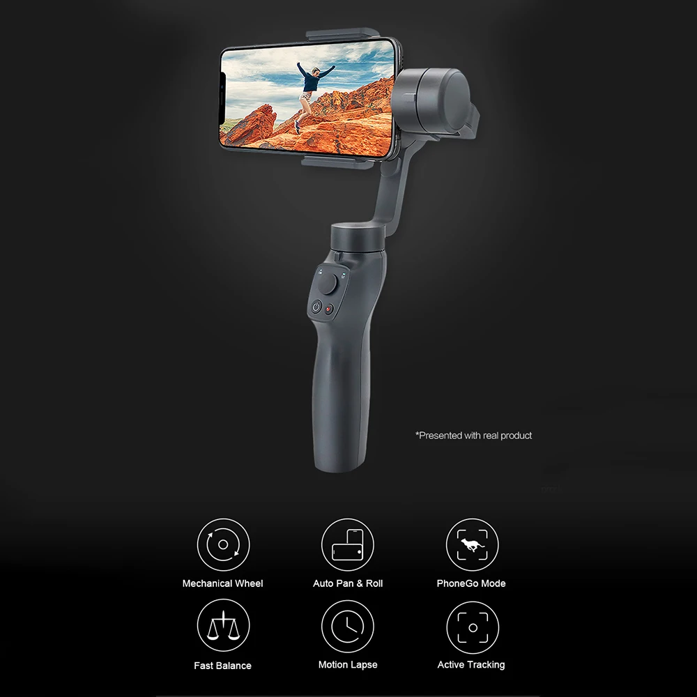 FDBRO 2 3-осевой Ручной Стабилизатор Gopro Экшн камеры Gimbal для iphone и Android телефон сумка для переноски штатив подарки фото селфи-палка для телефона - Цвет: Черный