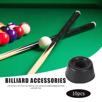 

10pcs Pool Cue Tail Protective Sleeve Billiard Rubber Bottom Support Pad Billiard Protector Accessories