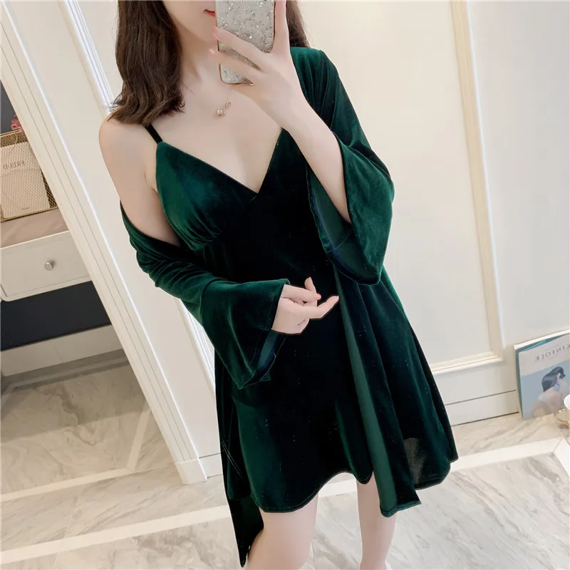 

MECHCITIZ Autumn Robe Sexy Sleepwear Women Lingerie Mini Dress and Winter Bathrobe Pajamas Underwear set Pijamas Plus Size Robes