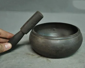 

wedding decoration Old Tibetan Buddhism Bronze Scripture Buddha statue Monk Chanting alms bowl pot