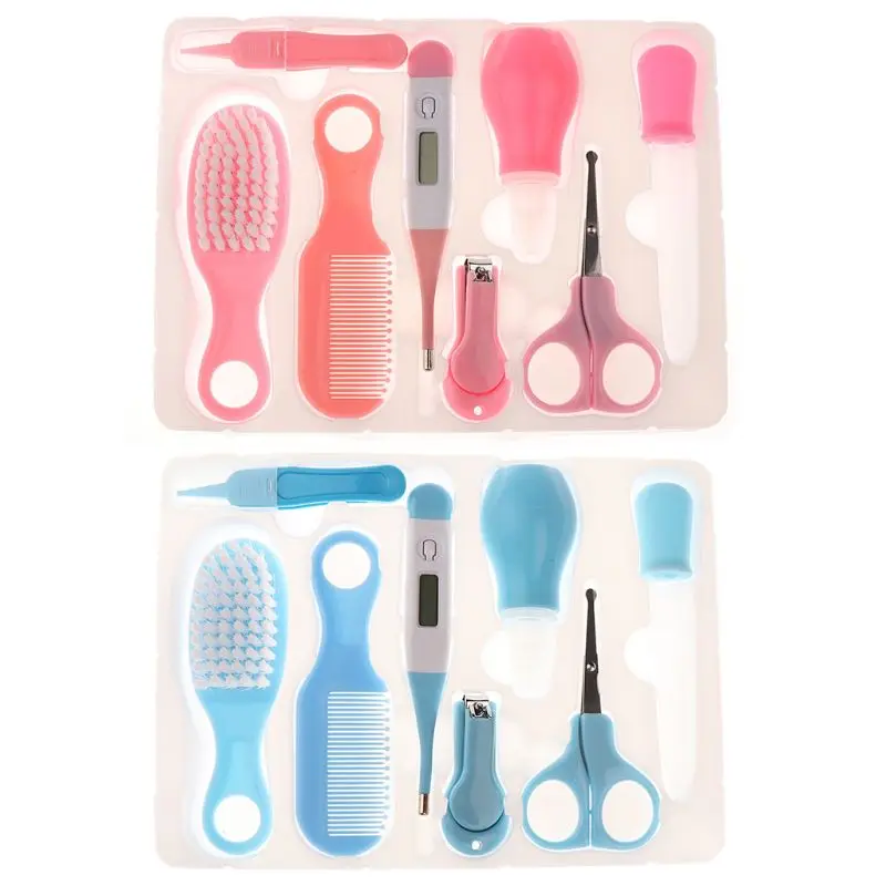 

8pcs Infant Baby Grooming Kit Comb Brush Safe Scissors Nasal Aspirator Set