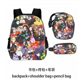 

3pcs/Set School Bag Demon Slayer Backpack Children Combination Bookbag Boys Girls School Backpack Daily Mochila