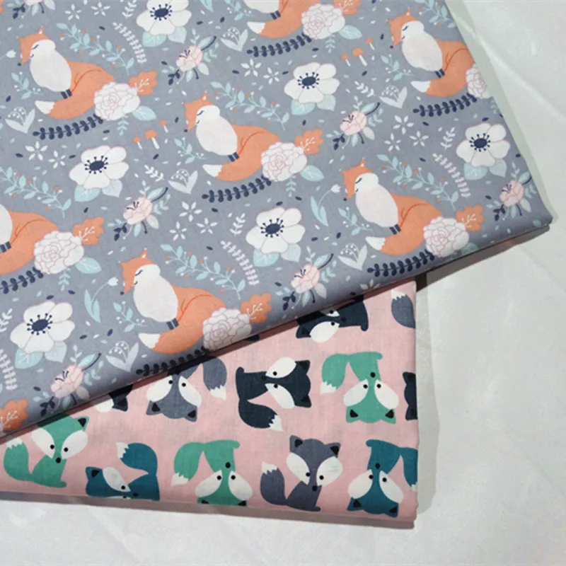 

Patchwork Sewing Cotton Children's Fabric Hand Dressed DIY Quilting Supply Cotton Prints Animal Foxes 100% Twill Fabric 6 Sizes