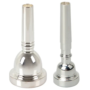 

2 Pcs Silver Mouthpiece:1 Pcs Nickel-Plated Trumpet Mouthpiece 5C 3.35 Inch & 1 Pcs Big Handle Beginner Alto Trombone Mouthpiece
