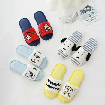 

Open toe Girl Indoor Slippers Cute White Dog Slippers Non-slip Floor Cotton Slippers Rubber Bottom Slippers spring autumn