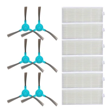 

6 x Side Brush + 6 x Hepa Filter for Conga 1390 1290 Vacuum Cleaner Robot Cleaner Accessories