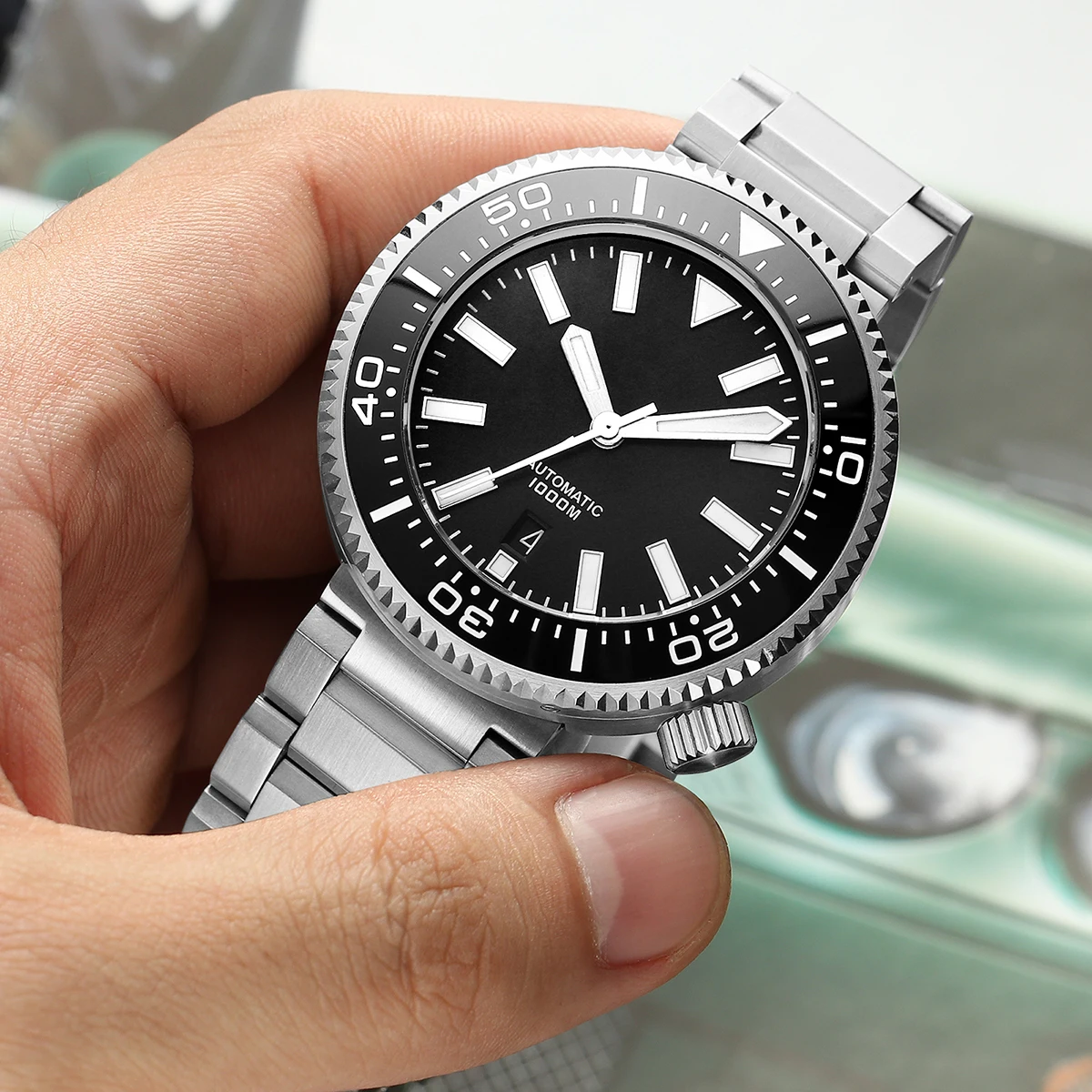 1000 м ныряльщик часы для мужчин NH35 Япония тунец SKX007 автоматический 316L нержавеющая сталь синтетический сапфир керамический ободок C3 Супер светящийся