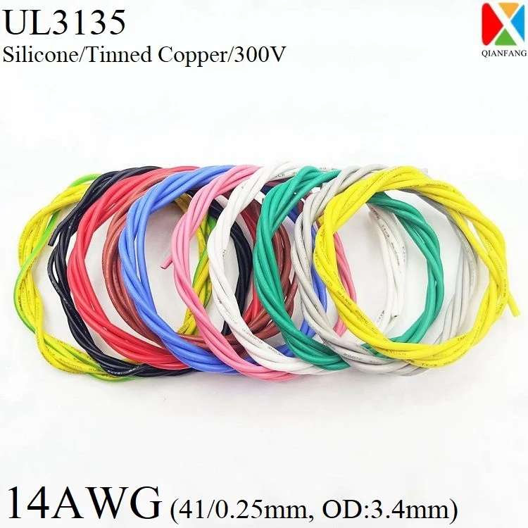 Электрон-медный провод 1 м 14AWG из силиконовой резины изолированный светодиодный