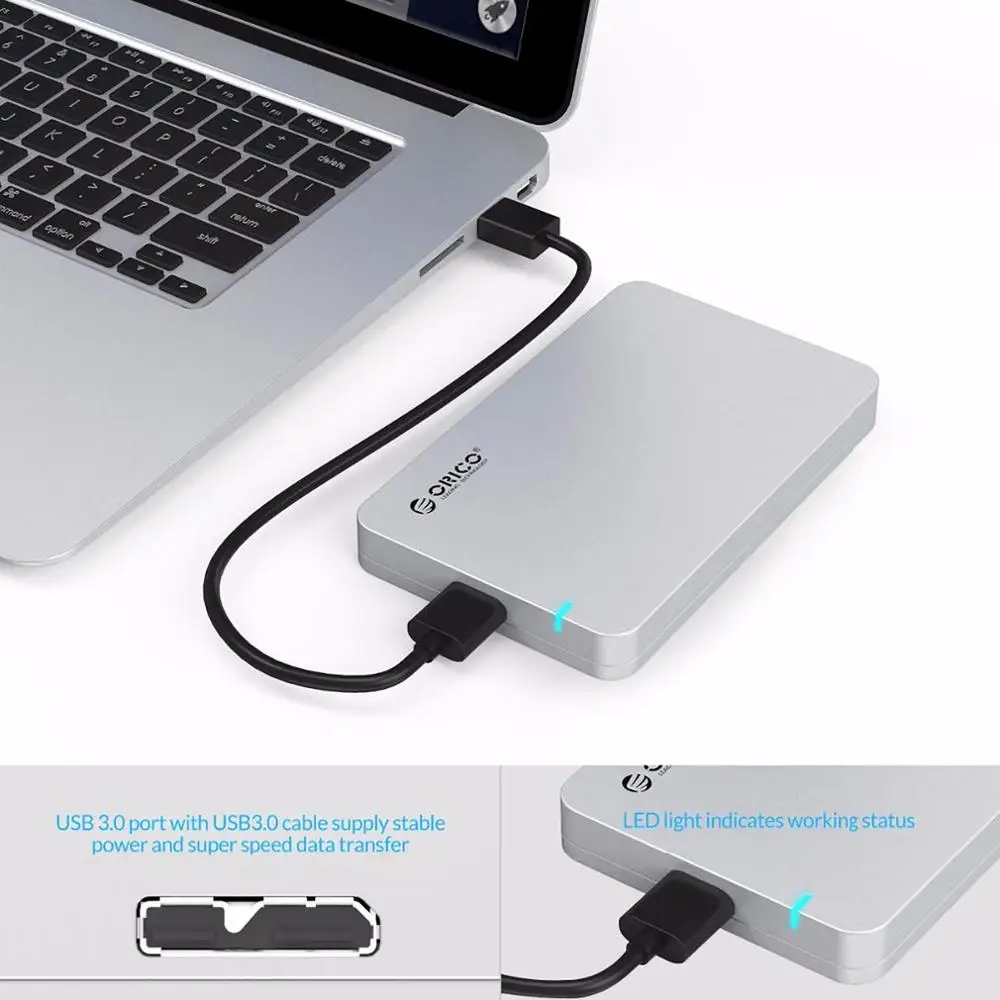 ORICO 2,5 SATA3 к USB3.0 жесткий диск коробка SSD корпус для внешних жестких дисков Поддержка 5 Гбит/с UASP инструмент бесплатно Портативный