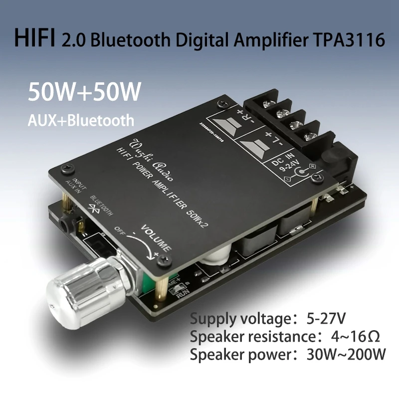 

ABKT-HIFI Wireless TPA3116 Digital Power Audio Amplifier Board TPA3116D2 50WX2 Stereo AMP Amplificador Home Theater
