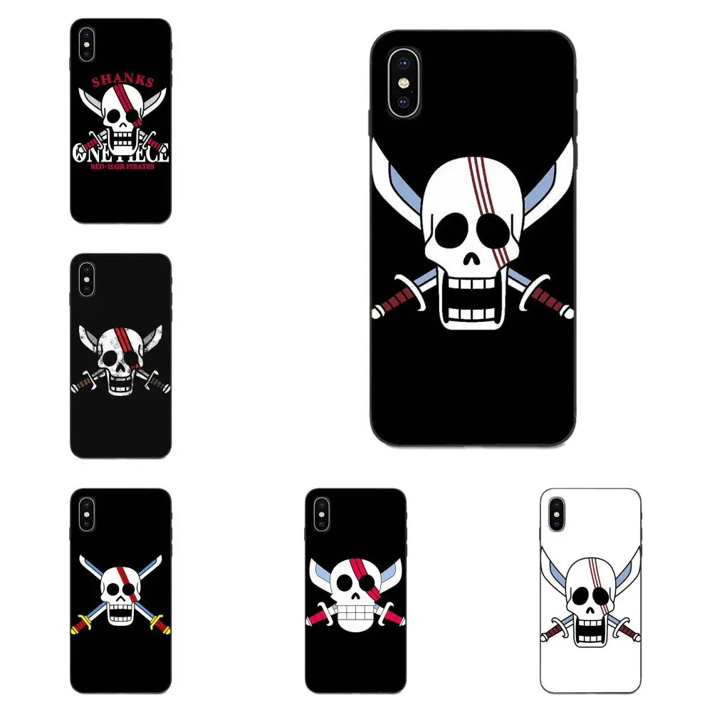 One Piece Red Hair Shanks Skull Flag Pattern Pattern Phone Case For Apple Iphone X Xs Max Xr 4 4s 5 5s Se 6 6s 7 8 Plus Half Wrapped Cases Aliexpress