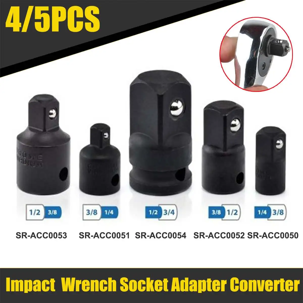 3/4 to 1/2" 1/2 to 3/4" 3 Piece Impact Wrench Socket Adapter Set 1/2 to 3/8"