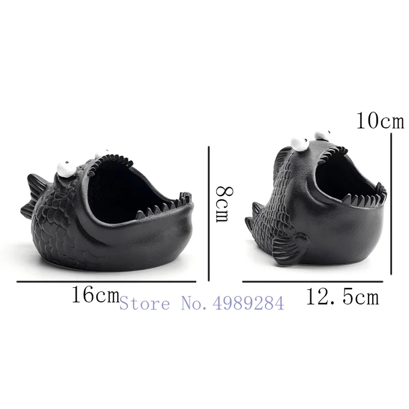Tao Fan Creative Cute Animal Ceramic Ashtray Piranha Desktop Office Decoration Household Windproof and Fly Ash Car Small Ashtray 6