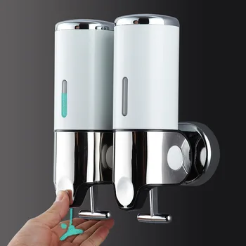 

1000ml Double Liquid Soap Dispenser Bathroom Hand Touch Soap Dispenser Pump Wall Mounted Detergent Shampoo Dispenser