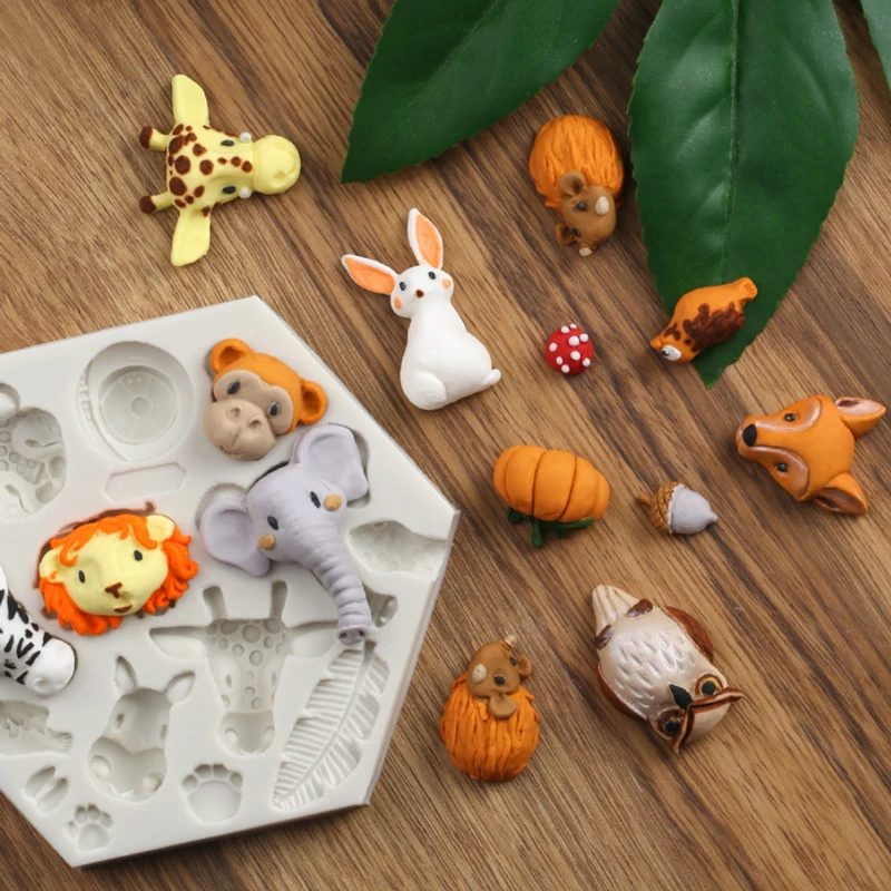 

Animal Forest Elephant Giraffe Fox Mould Silicone Mold Fondant Cake Decorating Tool Gumpaste Sugarcraft Chocolate Forms Bakeware
