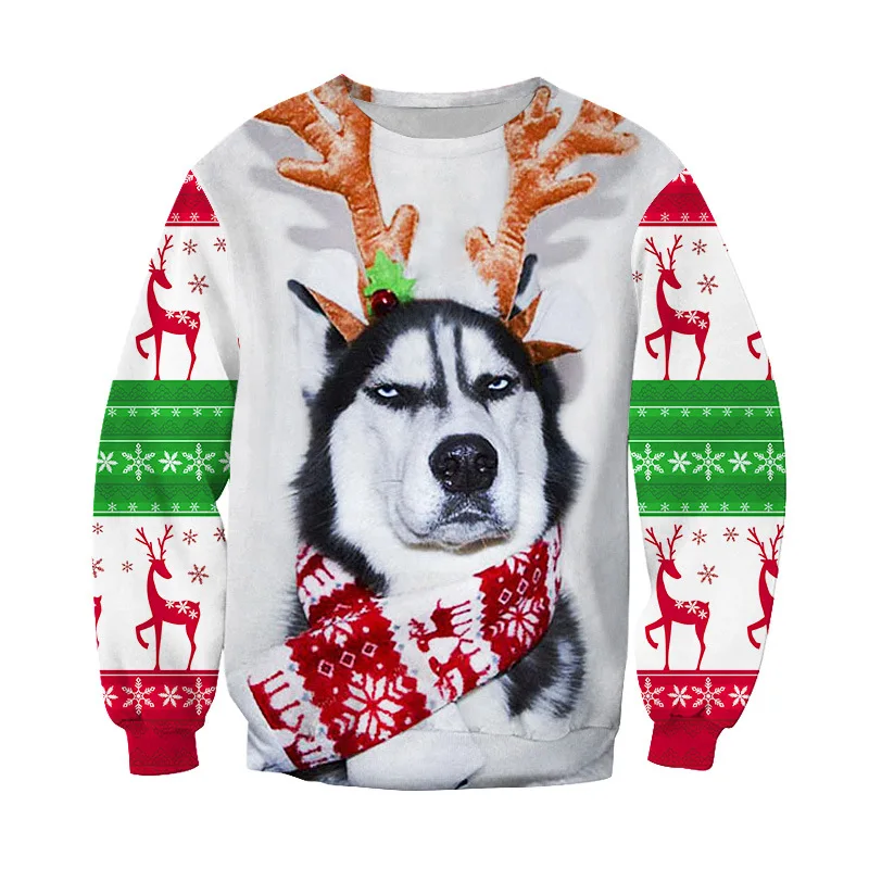 Najtaniej Okrągły dekolt 3D drukowanie boże narodzenie sweter Unisex mężczyźni kobiety brzydki boże narodzenie sweter parodia śmieszne para nosić odzież Xmas