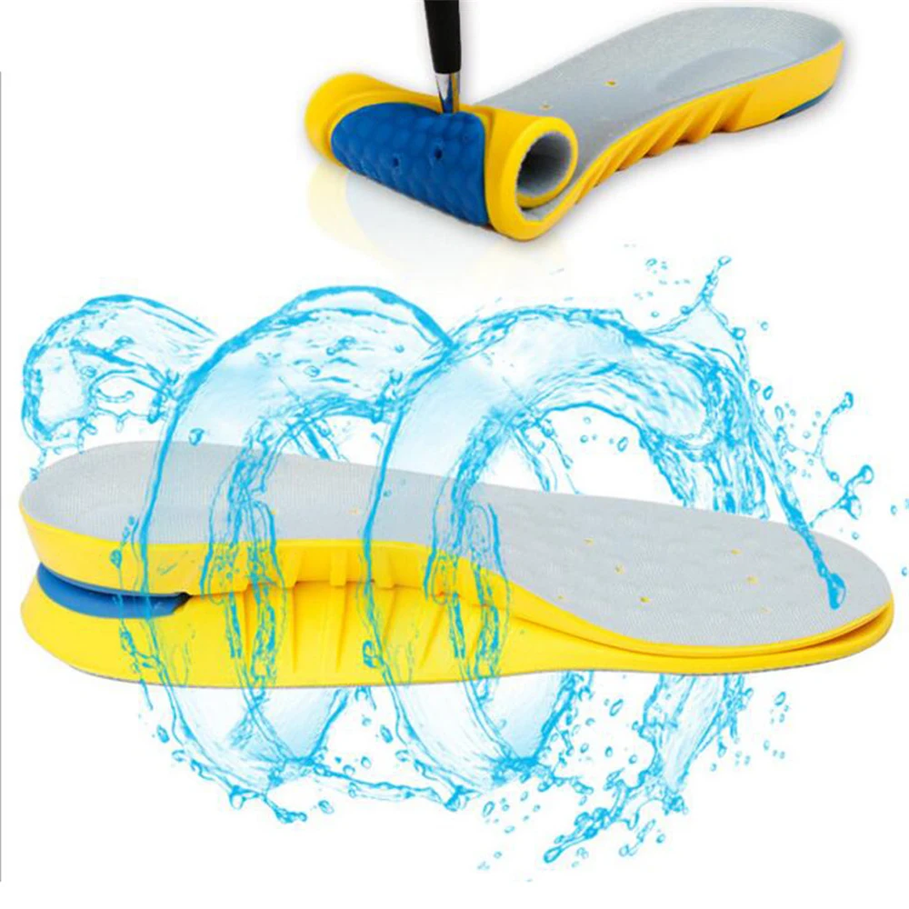 Memory Foam обувная стелька, смягчающая Подкладка Вставка для поддержки свода для обуви серый+ желтый ортопедические объемные стельки