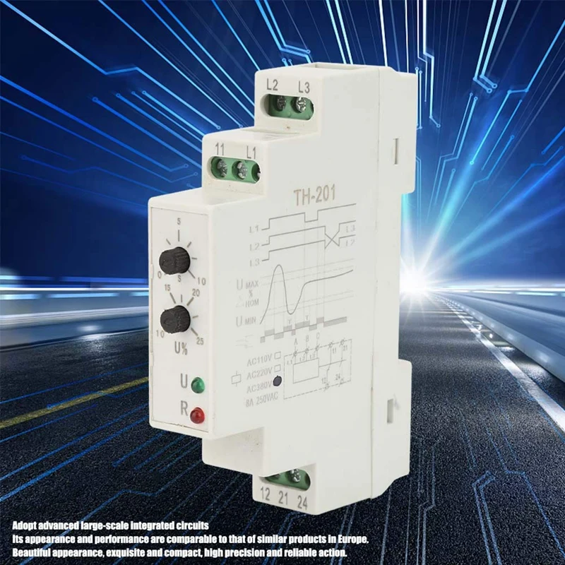 JABS AC 380V TH-201 Power Protection Relay Three Phase Four Lines Sequence Control Relays Voltage Monitor