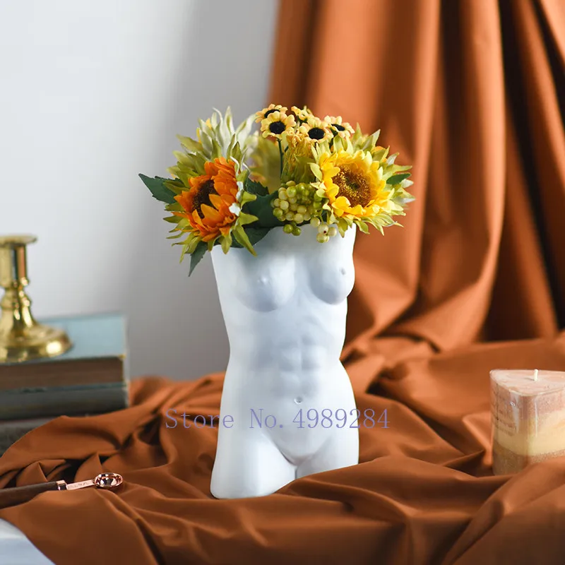 Креативная керамическая ваза Обнаженная женщина Цветочная композиция декоративные украшения персонаж скульптура Ретро половина тела декоративный цветок