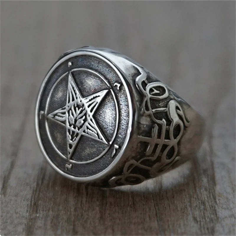Gothic Witch Demon Satan Pentagram Men's Ring Punk Accessories Suitable for Adventure Brothers Gift Amulet Jewelry Wholesale