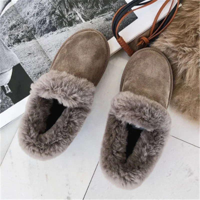 Botas mujer; женская обувь; зимние ботинки с круглым носком; Женские однотонные повседневные теплые зимние ботинки; chaussures femme - Цвет: as pic