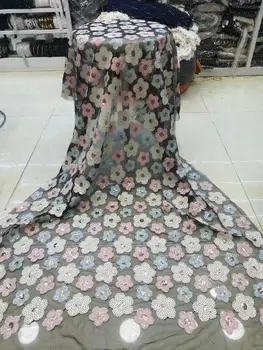 

2019 high quality French sequence sequins net lace,African tulle mesh sequence lace fabric for party dress 5yards/lot YYZ326831