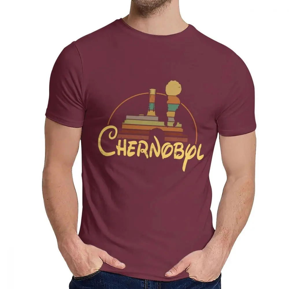 Для мужчин футболка Чернобыль 3,6 Roentgen не большой не страшный ядерный Мягкий Классический круглый вырез Harajuku уличная футболка - Цвет: Бургундия