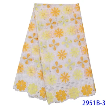 

2019 Women African Dry Lace Fabric SwissHigh Quality Cotton Eyelet Fabric Lace Voile Nigerian Cord Lace GD2951B-3