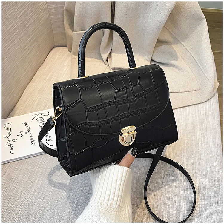 Bolsa Feminina модная сумка из аллигатора с ручкой сверху Дизайнерская Женская мини-сумка через плечо сумки через плечо для женщин Sac - Цвет: Черный
