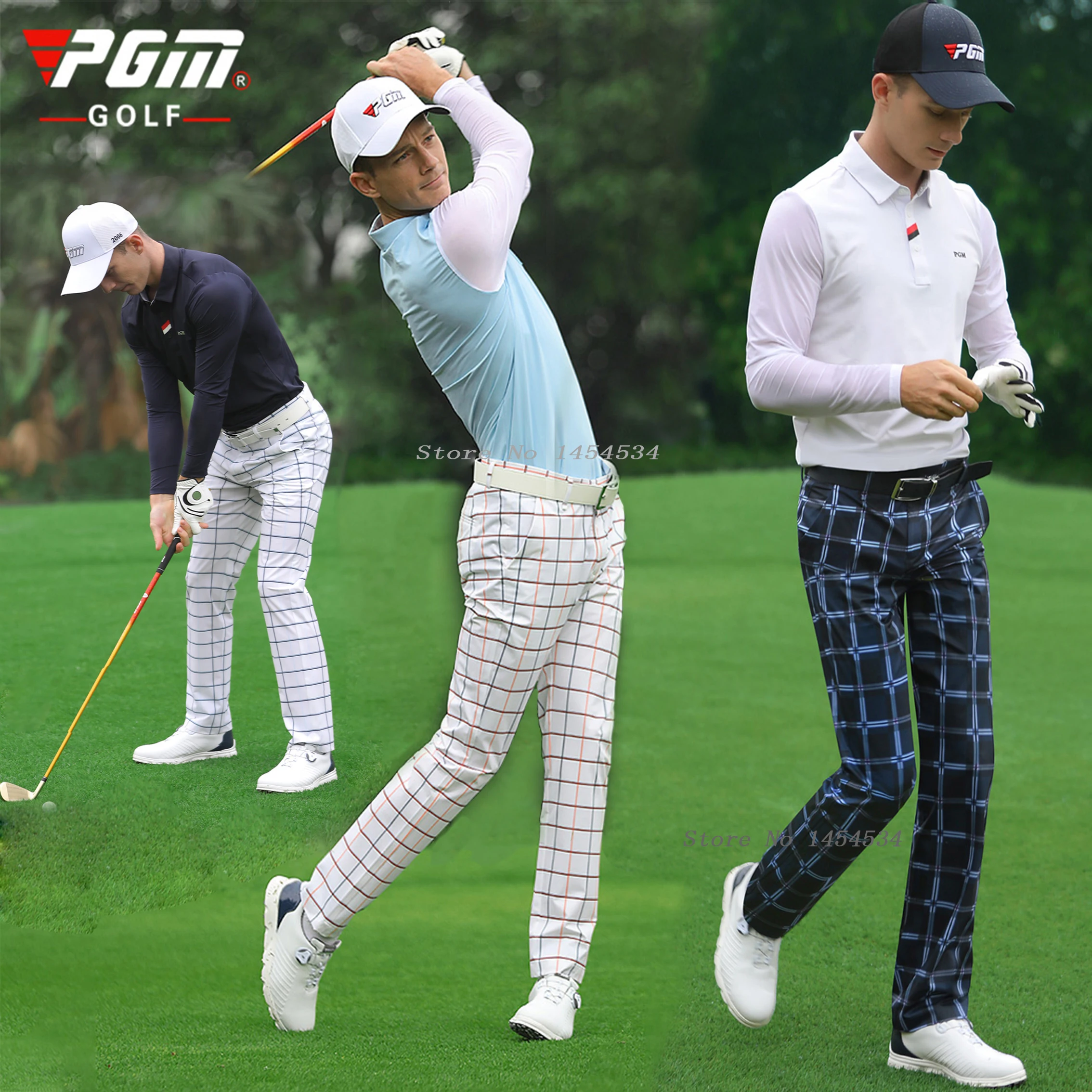 PGM-Pantalones de pelota de Golf hombre, Pantalón deportivo elástico a cuadros, impermeable, para jugar al aire otoño - AliExpress