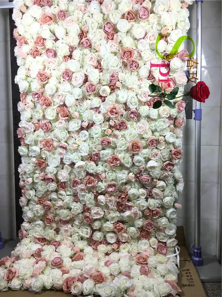 

SPR Free Shipping roll up flower wall wedding backdrop pink ombre style artificial flower row and arch decorative flore
