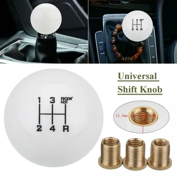 

Mayitr 1pc Car Universal M10 X 1.5 White 5 Speed Gear Shift Knob Round Ball Shifter Lever + 3 Thread Adapters
