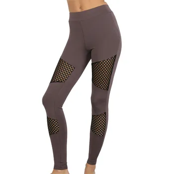 

2020 Women Leggings Gray Print Fashion Mesh Patchwork Elastic Skinny Fitness Leggings Sexy Nightclub Wear
