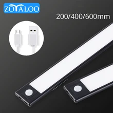 Zoyaloo LED Kitchen Cupboard PIR Motion Sensor Ultra thin 20/40CM lamp USB Rechargeable Wardrobe Lamp Cabinet Night Light