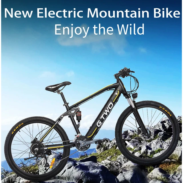 26/27.5/28 Inch 48V Mountain EBike 350W/500W Brushless Motor Double Suspensons 9.6Ah Removeable Lithium Battery 2