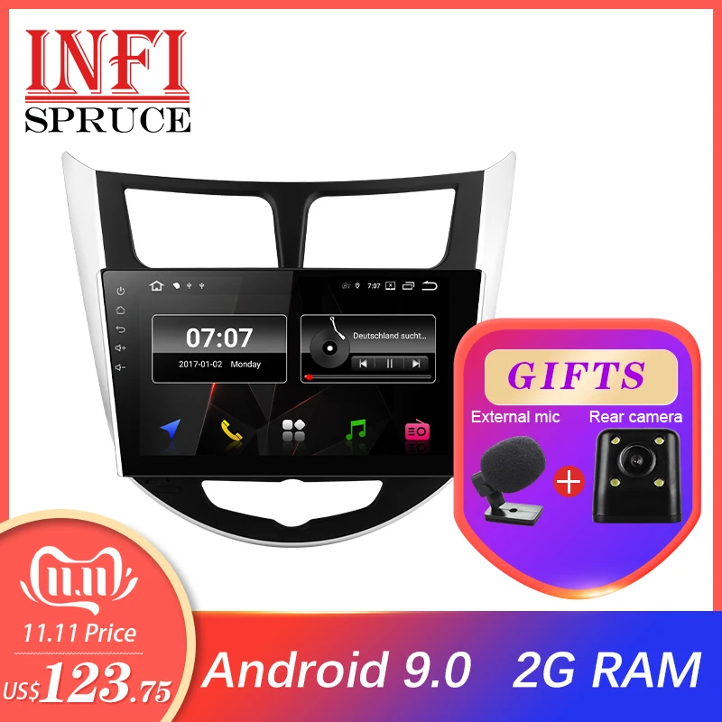 Infispruce android 9 0 автомобильный dvd для Hyundai Solaris 1 2010 2016 Verna Accent головное устройство
