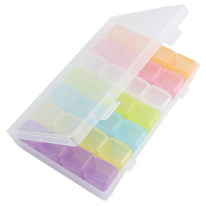 

28 Slot Jewelry Storage Box For Jewelry Diamond Embroidery Craft Nail Art Beads Compartment Case Organizer Bead Storage Tool