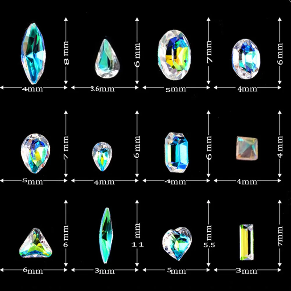 12Designs-Box-Nail-Art-Rhinestones-Crystals-Diamond-3D-Shinny-Gem-Stones-DIY-AB-Clear-Nail-Tips