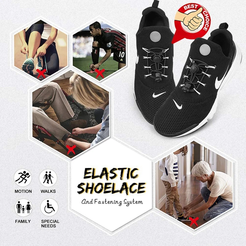 1Pair 23 colors Sneaker ShoeLaces Elastic No Tie Shoe Laces Stretching Lock Lazy laces Quick Rubber Shoelace Shoestrings