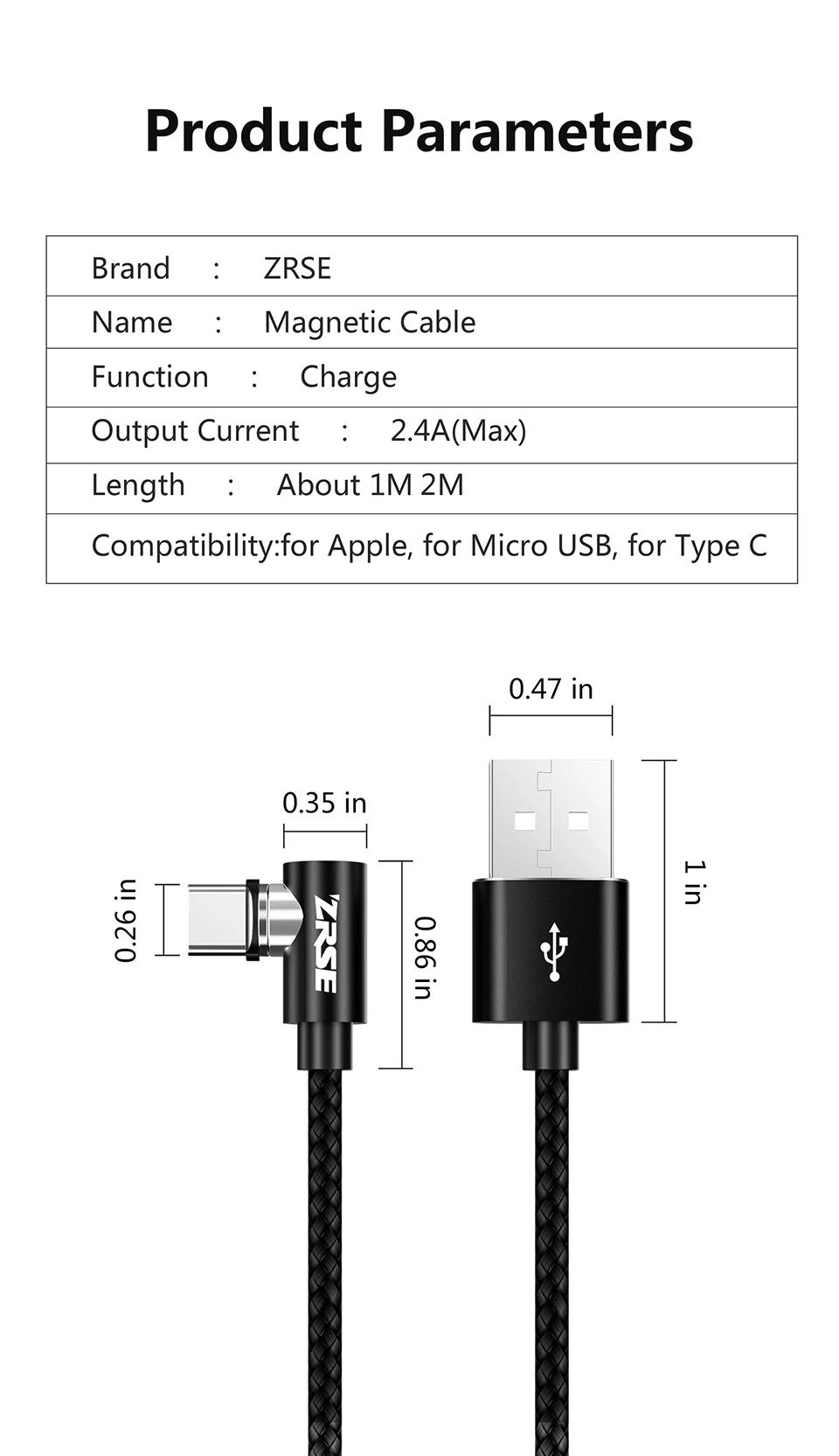 ZRSE 90 градусов магнитное зарядное устройство Micro usb type C кабель для samsung iPhone XS Max Android мобильный телефон провод для быстрого заряда шнур 2 м